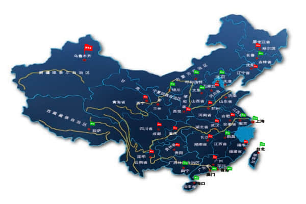 安装狮子王联网报警用户分布中国地区明细地图